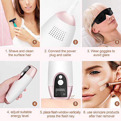 IPL Hair Removal System for Women, OOWOLF Permanent Painless 700,000 Flashes Facial Body Professional Hair Remover Device for Bikini line, Legs, Arms, Armpits Wholebody with Manual/Auto Settings