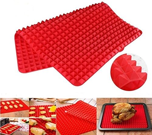 2 Pack Pyramid Silicone Baking Mat - Cooking Sheets for Biscuits, Chicken, Cakes, Cookies, Bread, Muffins and More - Non-Stick Fat Reducing Mats for Healthy Cooking ,2 Pack