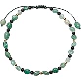 Jewever Natural Gemstones Healing Crystals Anklet Stones Ankle Bracelets for Women Reiki Worry Stone Yoga Meditation Balance Summer Beach Foot Jewelry (8.5"-10")
