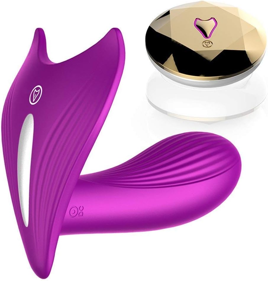 Portable Handheld Invisible Wearable- Massage Wireless V-ǐbr-át-ors -USB Rechargeable Remote Control Toy (Purple)