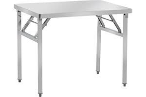 TackView Stainless Steel Worktable, Folding Prep Station with Metal Adjusting Feet for Commercial Kitchens & Restaurants