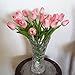 Tulip Pink 10 Pcs SOLEDI PU Real-touch Artificial Flowers for Bridal Bouquet Wedding Living Room Table Home Garden Decoration