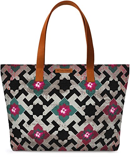 DailyObjects Girls Canvas Leather Tote Hand Bag (Multicolour; 18.5 X 3 X 11.5 Inch)