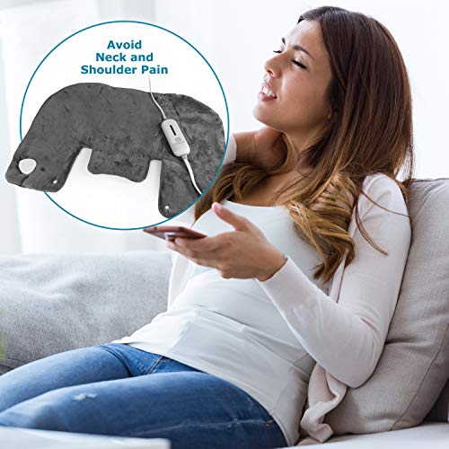 Electric Neck and Shoulder Warmer Heating Pad (18”x25”) Gray FastHeating Technology, 3 Heat