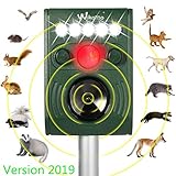 Wikomo Solar Powered Animal Repeller, Waterproof Outdoor Repeller with Ultrasonic Sound, LED Flashing Light and Motion Sensor for Cats, Dogs, Squirrels, Racoon Groundhog Skunk