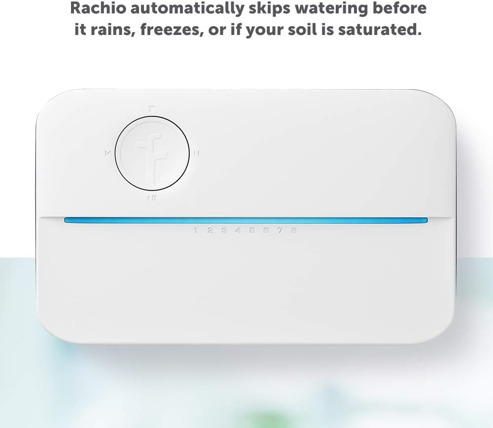 Rachio 3 Smart Sprinkler Controller, 8 Zone 3rd Generation, Alexa and Apple HomeKit Compatible with Hyperlocal Weather Intelligence Plus and Rain, Freeze and Wind Skip : Garden & Outdoor