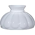 B&P Lamp® Opal White Glass Student Lamp Shade with Melon Design, Flat Top and 9 7/8" Fitter