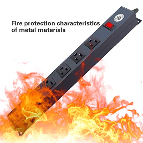 6Outlet Metal Power Strip, 6ft Long Extension Cord Heavy Duty Surge