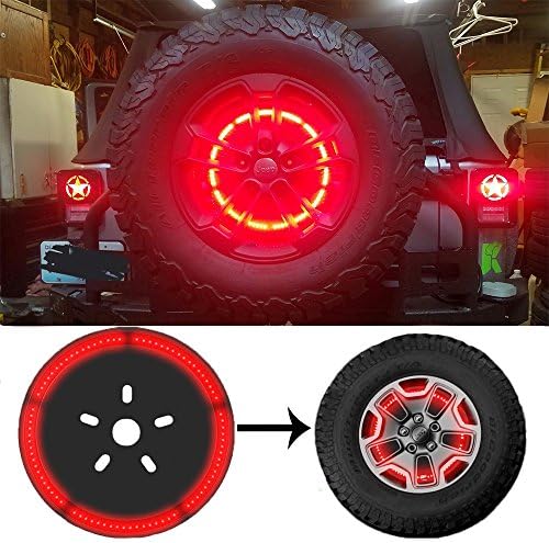 XLANJINGJ Spare Tire Brake Light Wheel Light LED 3rd Third Brake Light Lamp Ring for Jeep Wrangler 1997-2017 JK TJ LJ YJ CJ