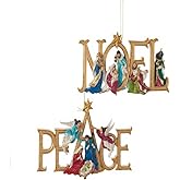 Peace and Noel Nativity Ornaments, 2 Assorted