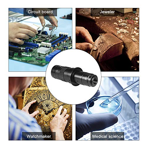 OWSOO CCD Industry Microscope Camera C-Mount Lens 10X-300X Camera Magnification Adjustable Zoom Eyepiece Magnifier Industrial Lens for LAB SMD PCB