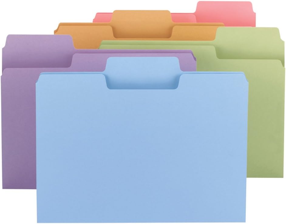 Smead SuperTab File Folder, Oversized 1/3-Cut Tab, Letter Size, Assorted Colors, 24 per Pack (11927) : Office Products