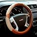 ABN Brown PVC Leather Steering Wheel Cover, 14.75-15” Universal Fit 15-Inch, Two-Toned