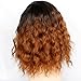 1b/30 Ombre Brown Short Wavy Bob Wig 2 Tones Synthetic Curly Wigs Black to Brown Medium Length Curly Bob Wigs For Women Daily Party Wig