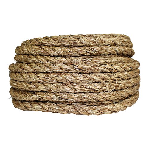 Twisted Manila Rope Hemp Rope (1/2 in x 100 ft) SGT KNOTS Tan Brown