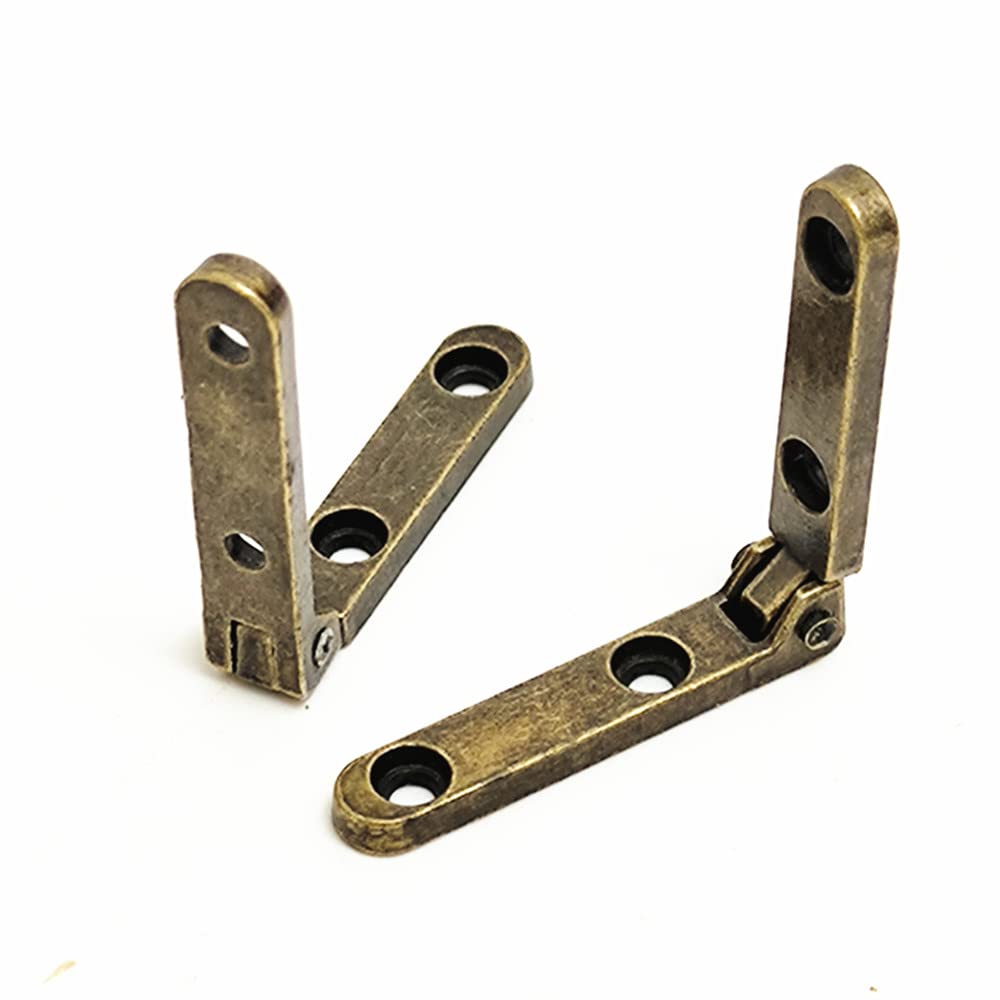 10pcs 90 Degree Spring Hinges for Jewelry Wooden Wine Gift Box Zinc Alloy with Screws Antique Bronze