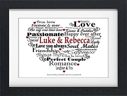 Personalised Husband Wife Typography Gift Present for Valentines, Birthday, Christmas, Anniversary or just because word art (UNFRAMED)