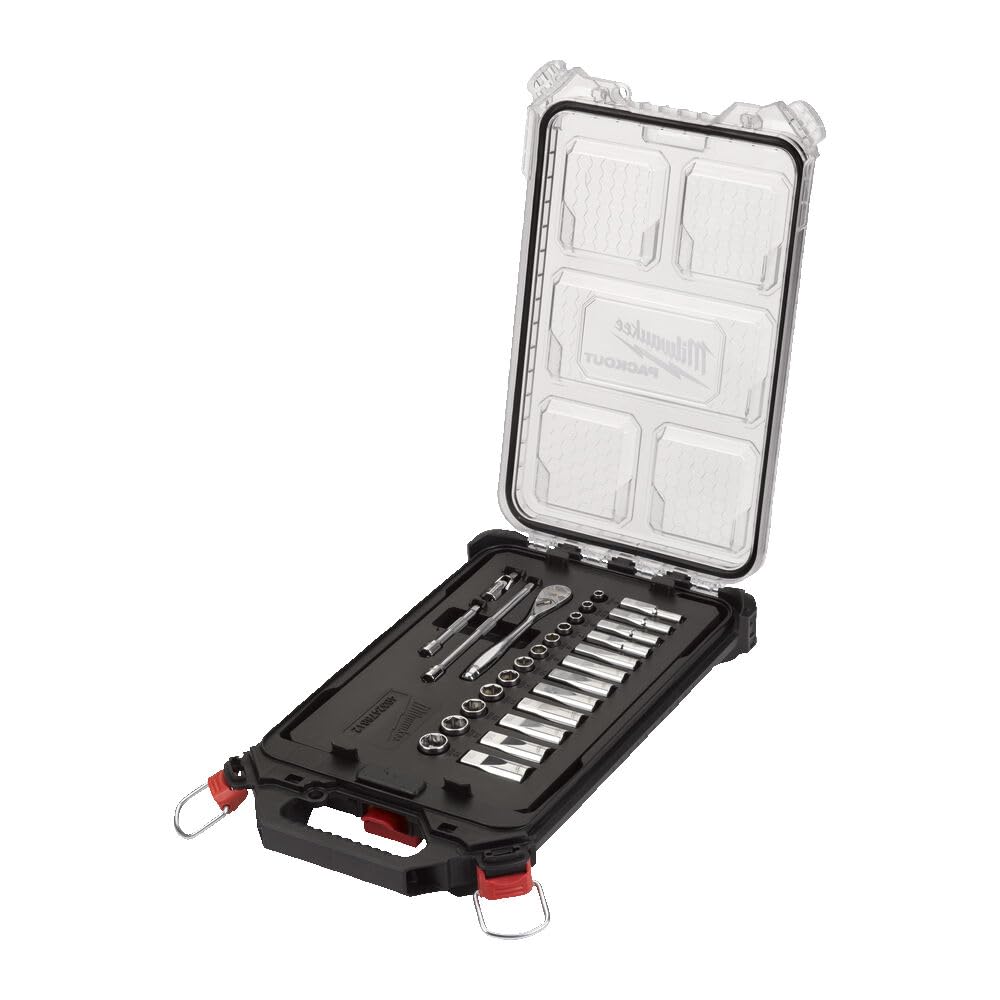 Milwaukee Ratchet and Socket Wrench Insert Set 1/4 Inch Metric 28-Piece in Packout Compact Organiser Slim
