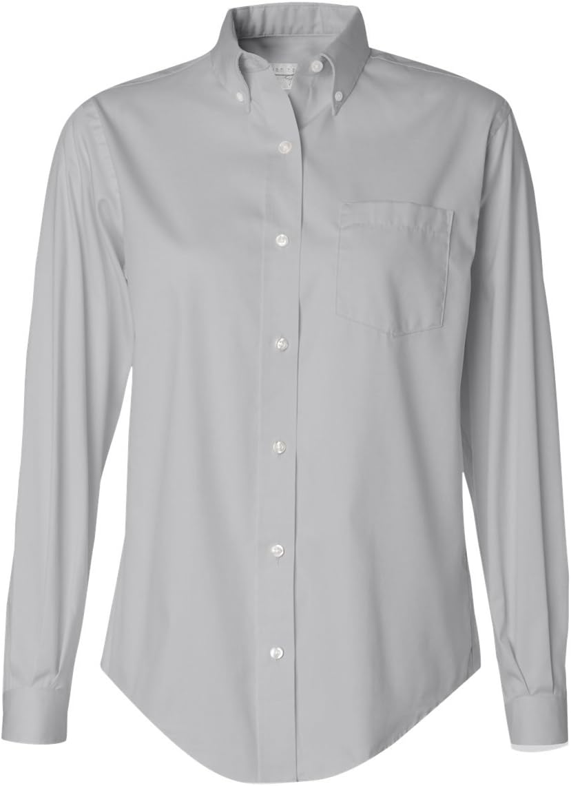 Van Heusen de la mujer camisa Pinpoint Antiarrugas, Gris (French Grey