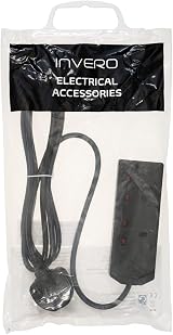 Invero 2 Way Gang Extension Lead 2M Black Surge Protected Neon Indicator 13A view 6