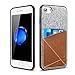 iPhone 7 Case, iVAPO Slim Protective iPhone Shell with Pocket Genuine Leather Case Slim Card Case, Premium Wool Fabric Textured Cover for Apple iPhone 7-4.7 Inch (Brown)