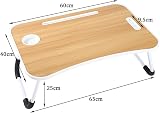 Vivo Technologies Foldable Laptop Table Walnut with Cup Holder Bed Tray Desk view 4