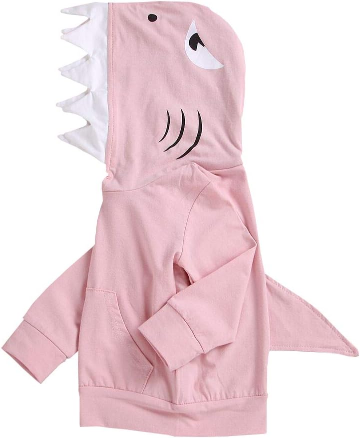 Unisex Baby Autumn Winter Shark Hooded Sweatshirt Boys Girls Hoodies Kangaroo Muff Pockets & Shark Fin
