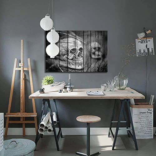 guiguziyishu Vintage Stay Positive Skull Sign Wall Decorations Funny - Retro Black White for Home Living Room Bedroom Decor Gifts - 24x36 Inch