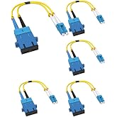 VANDESAIL 5 Pack Fiber Optic Adapter Cable, LC Male to SC Female, OS1/OS2 | 10GB Singlemode 9/125&micro;m Hybrid Adapter Converter Dongle, 1 FT, for Fiber Optic Network Connections