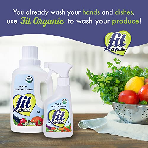 Fit Organic 32 Oz Soaker Produce Wash, Fruit and Vegetable Wash and Pesticide/Wax Remover, Pack