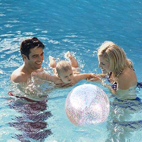 Litthing Glitter Beach Ball Pool Water Ball Party Ball for Holidays Summer Beach with Inflator 3 Pieces 16 inch and 3 Pieces 24 inch - Thumbnail 4