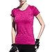 Activewear Shirt Women, Sleeve Round Neck Workout T-Shirt, Girl Moisture Wicking Athletic T Shirts, Loose Tee, Sportwear Quik Dry, For Running Yoga Exercise, Blue Green Red Grey Orange, Size L M S