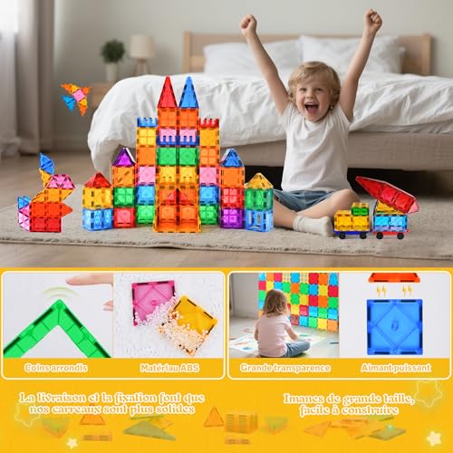 Magnetic Building Blocks, 100 Pieces Magnetic Building Blocks for Children 3 4 5 6 7 8 Years Old Magnetic Toys for Children Birthday Gifts