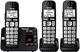 Panasonic DECT 6.0 Expandable Cordless Phone System with Answering Machine and Call Blocking - 3 Handsets - KX-TGE433B (Black)