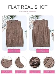 EVLAESS Womens Oversized Sweater Vest Fall Casual V