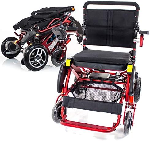 Geo Cruiser Elite EX Heavy Duty Rugged Folding Lightweight Travel Compact Powerchair Lithium Power - RED