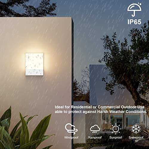 Klighten 2 Pieces 24W LED Wall Lamp Outdoor/Indoor, IP65 White Wall Sconce, Modern Aluminium Wall Light for Gardens, Hallways, Terraces, 1500 Lumen, Warm White 2700K-3000K