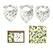 Dinosaur Baby Bibs Premium Muslin Bandana Bibs for Drooling Baby, Absorbent Breathable Bandana for Summer, Baby Shower Gift 4 Pack- 1 Square Bandana and 3 Drool Bibs, Camouflage Dinosaur Green primary
