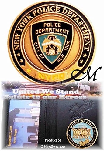 Mayflower CNF Coin &amp;Leather Holder - Never Forget Fallen Officer From 911 Terrorist Attacks - Salute to NYPD Heroes, Let Freedom Ring, United We Stand, Limited Edition