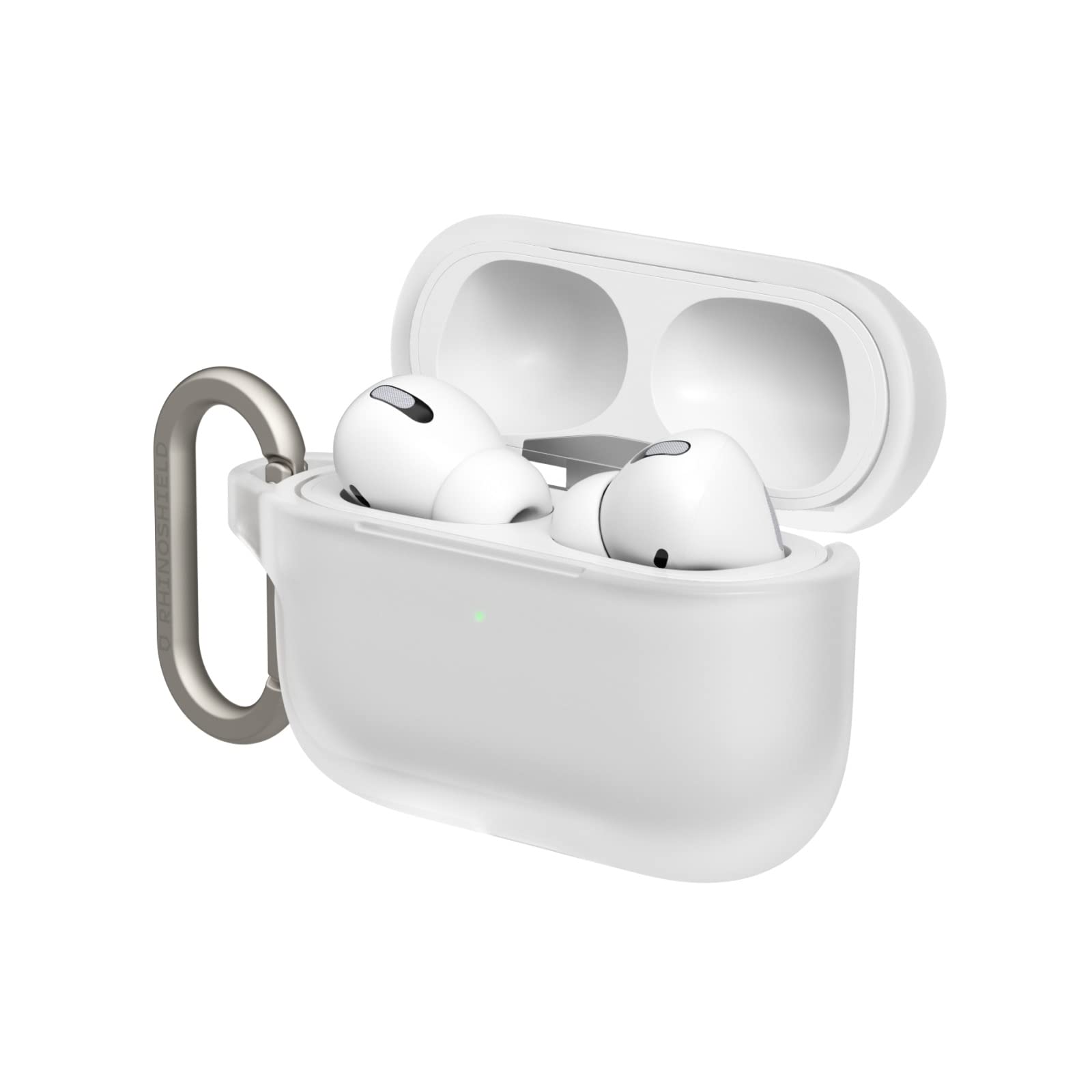 RHINOSHIELD AirPods Case with Carabiner Compatible with Apple [AirPods Pro] | Military Grade Drop Protection, Scratch Resistant, Wireless Charging - [Transparent, Standard Set]