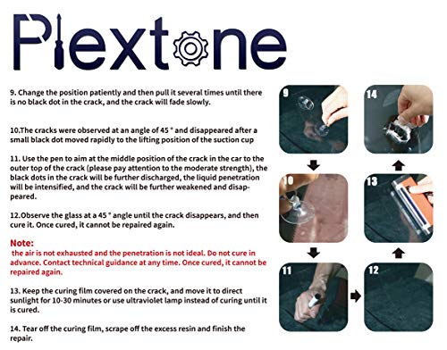Plextone Windshield Repair Kit, Car Windshield Repair Tool with Windshield Repair Resin for Windshield Chip Repair, Auto Windshield Crack Repair and Glass Repair
