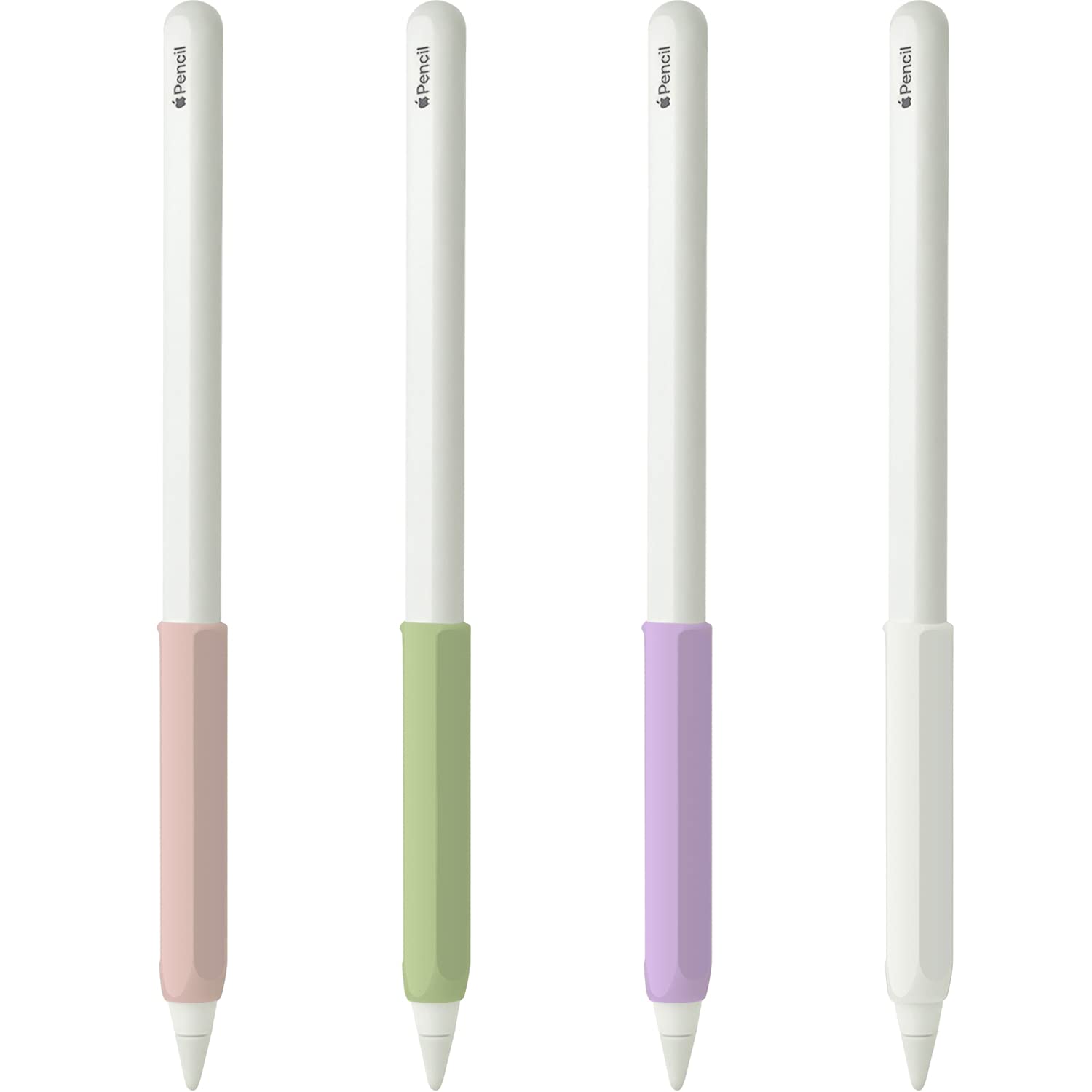 YINVA 4 PCS Grip Case Cover Sleeve Compatible with Apple Pencil (2nd Gen, White+Pink+Purple+Green)