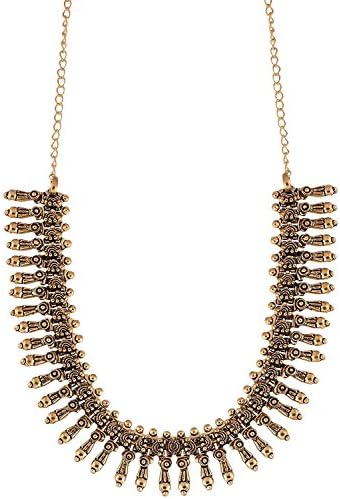 The Trendz Handmade Antique Oxidized Golden Choker Lightweight Jewelry Necklace Set for Girls and Women
