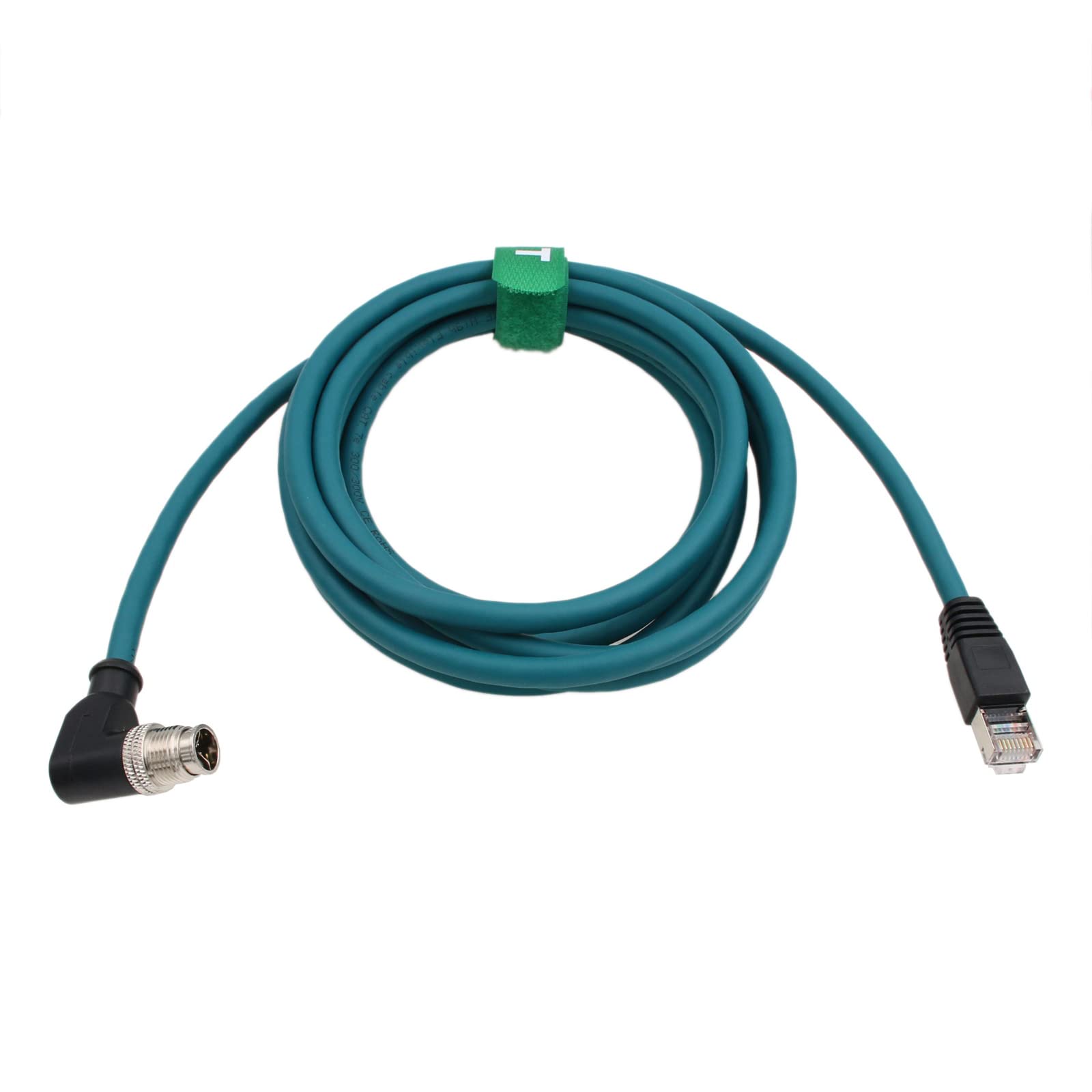 HangTon M12 8 Pin X-Coding Right Angle to RJ45 Ethernet Cable for Cognex In-Sight 2800 3800 2000 9000 8000, 7000 Gen2 Vision Camera Sensor Switch PC CAT-7e 2m — image 1