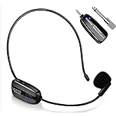 Wireless Microphone Headset, 2.4GHz Cordless Head Mic, USB-C Charging Microphones, 165ft Range, for Voice Amplifier Speaker Pa System Teaching Tour Guides Conference Yoga Dance Fitness Instructor