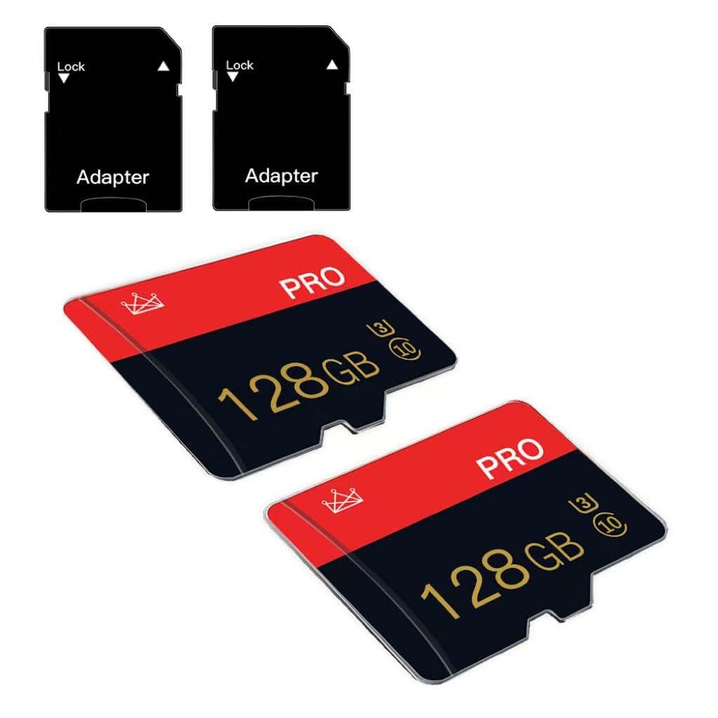 Photo 1 of 2 Pack Micro Memory Card 128GB Class 10 with Adapter High Speed Memory Card for Tablet,Drone