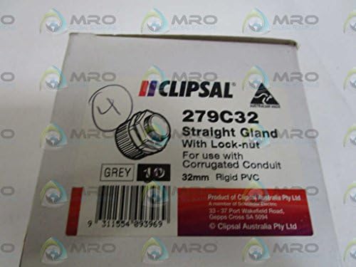 LOT OF 4 CLIPSAL STRAIGHT GLAND W/LOCK-NUT 279C32NEW IN BOX