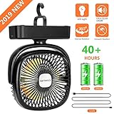 COMLIFE Portable LED Camping Lantern with Tent Ceiling Fan -4400 mAh Battery Powered Mini Desk Fan with USB Charging Input-Survival Kit for Hurricane, Emergency, Storm, Outages (1 Pack)