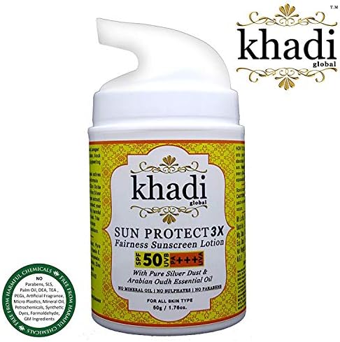 Khadi Global Sun Protect 3X Fairness SPF 50+ UVB and PA+++ UVA Sunscreen Lotion, 50g
