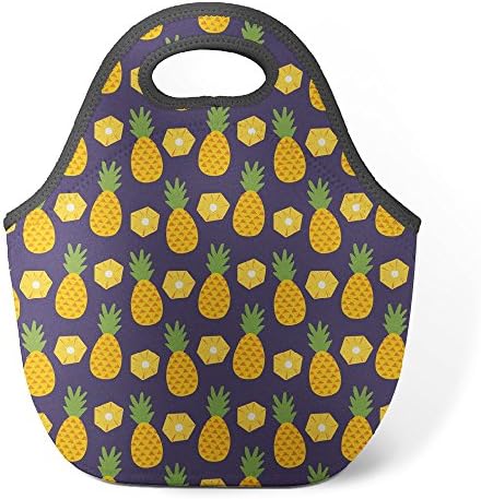 Good4Life - Neoprene Lunch Tote Insulated Reusable Picnic Lunch Bag [ Purple Tropical Kush Pattern ]